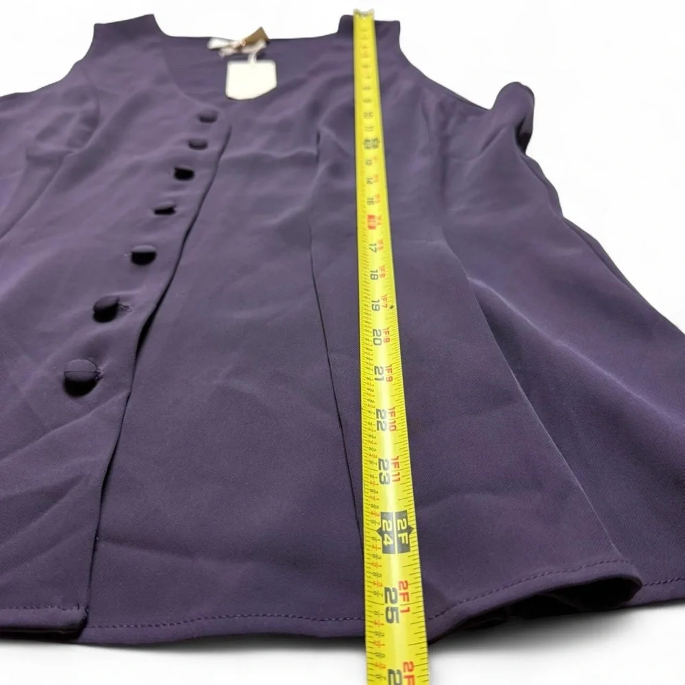 Melloday Purple Sleeveless Button Up Blouse Vest Womens Size Large NWT - Picture 5 of 6
